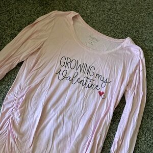 A:Glow Pink Maternity V-Day Long sleeve